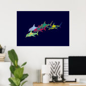 decoratieve haaien afdrukken poster (Thuiskantoor)