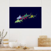 decoratieve haaien afdrukken poster (Keuken)
