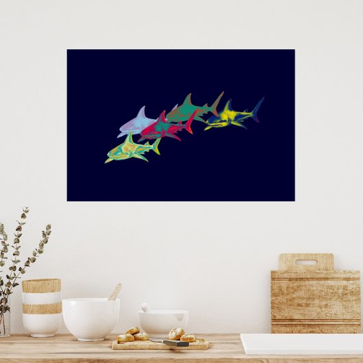 decoratieve haaien afdrukken poster (Keuken)