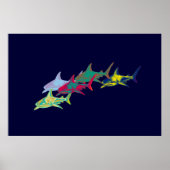 decoratieve haaien afdrukken poster (Voorkant)