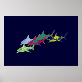 decoratieve haaien afdrukken poster