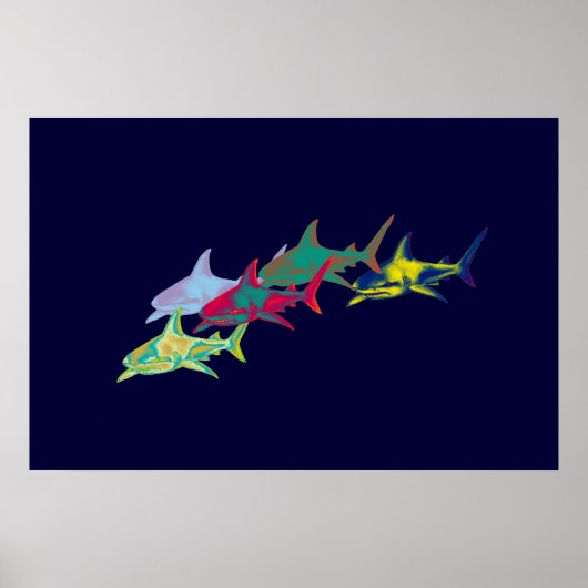 decoratieve haaien afdrukken poster (Voorkant)