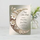 Decoratieve Halvemaan Frame Bewaar de Datum Save The Date (Staand voorkant)