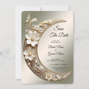 Decoratieve Halvemaan Frame Bewaar de Datum Save The Date