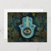 Decoratieve Hamsa Handje met paisley achtergrond Briefkaart (Voorkant / Achterkant)