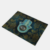 Decoratieve Hamsa Handje met paisley achtergrond Deurmat (Schuin)