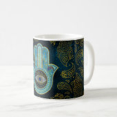 Decoratieve Hamsa Handje met paisley achtergrond Koffiemok (Voorkant rechts)