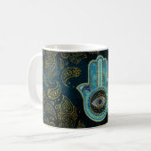 Decoratieve Hamsa Handje met paisley achtergrond Koffiemok (Voorkant links)