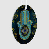 Decoratieve Hamsa Handje met paisley achtergrond Ornament (voorkant)