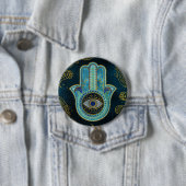Decoratieve Hamsa Handje met paisley achtergrond Ronde Button 7,6 Cm (In situ)