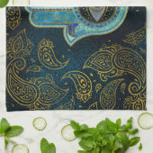 Decoratieve Hamsa Handje met paisley achtergrond Theedoek (Gevouwen)
