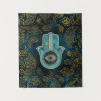 Decoratieve Hamsa Handje met paisley achtergrond