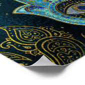 Decoratieve Hamsa Handje met paisleyachtergrond Poster (Hoek)