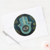Decoratieve Hamsa Handje met paisleyachtergrond Ronde Sticker (Envelop)
