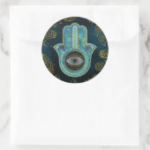 Decoratieve Hamsa Handje met paisleyachtergrond Ronde Sticker (Tas)