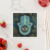 Decoratieve Hamsa Handje met paisleyachtergrond Servet (Insitu)