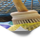 Decoratieve handbeschilderde paraplu's in het dorp poster (Hoek)