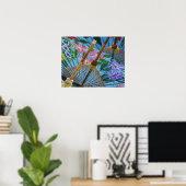 Decoratieve handbeschilderde paraplu's in het dorp poster (Thuiskantoor)