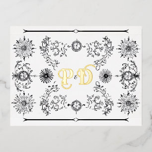 Decoratieve handgetekende stijl Save the Day Brief Folie Uitnodiging Briefkaart