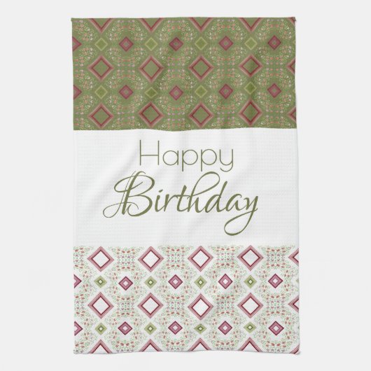 Decoratieve Happy Birthday Keukenhanddoek (Verticaal)