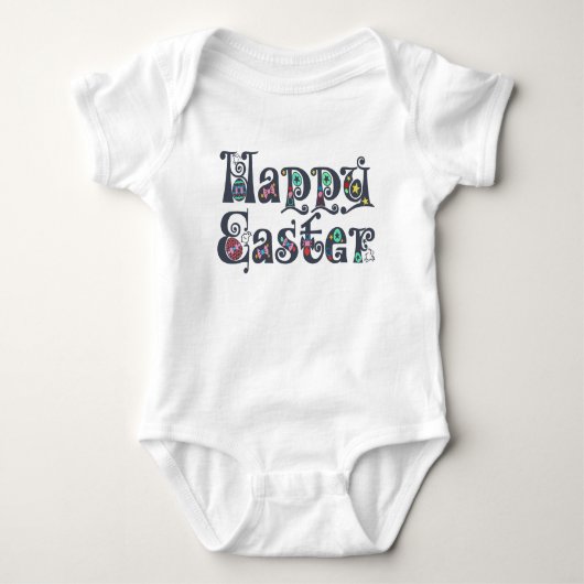 Decoratieve Happy Easter Typografie | kostuum Romper (Voorkant)