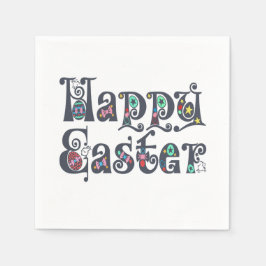 Decoratieve Happy Easter Typografie | Papieren Ser Servet