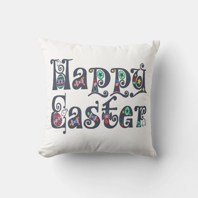 Decoratieve Happy Easter Typografie | Sierkussens Kussen (Voorkant)