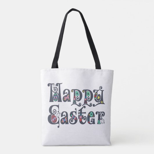 Decoratieve Happy Easter Typografie | Tote bag (Achterkant)