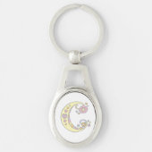 Decoratieve harten bloemen initiaal letter C sleut Sleutelhanger (Voorkant)