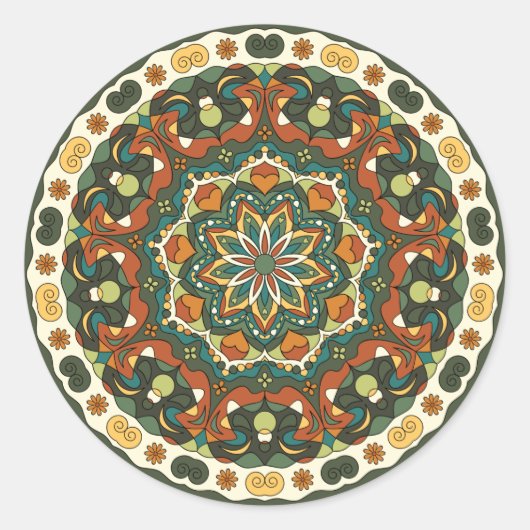 Decoratieve heldere mandala ronde sticker (Voorkant)