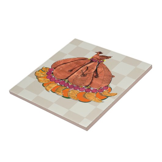 Decoratieve hennenTile Trivet Tegeltje (Zijkant)