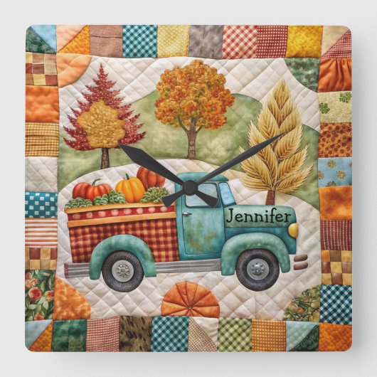 Decoratieve Herfst Rustieke pick-up truck wandklok (Voorkant)