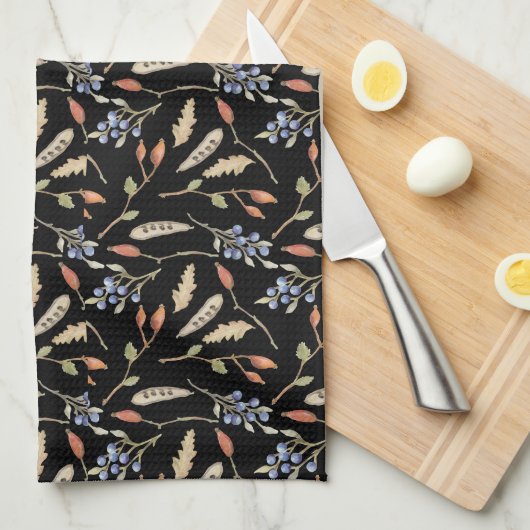 Decoratieve Herfst themapatroon Theedoek (Quarter Fold)