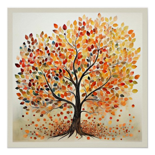 Decoratieve herfstbladeren perfect poster (Voorkant)