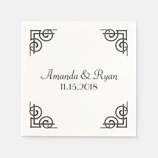 Decoratieve hoeken gepersonaliseerd servet (Voorkant)