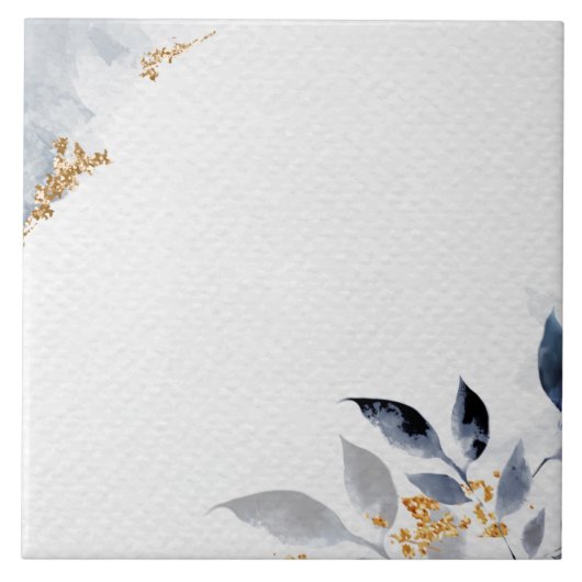 Decoratieve hoeken leisteen blauw en goud tegeltje (Voorkant)