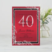 Decoratieve hoeken Ruby & Black Verjaardag Kaart (Staand voorkant)