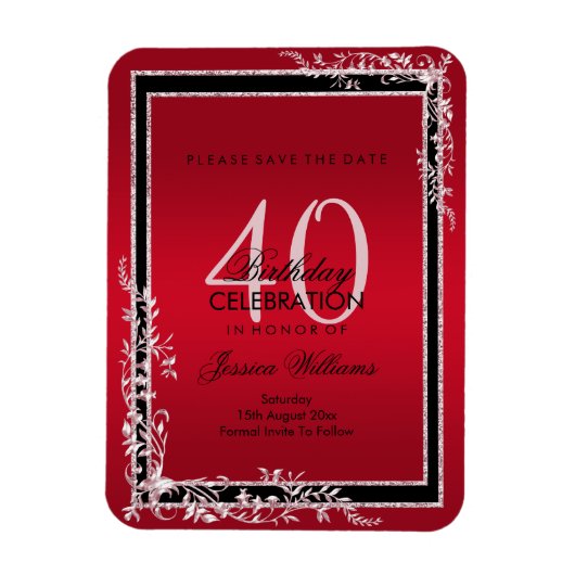 Decoratieve hoeken Ruby & Black Verjaardag Magneet (Verticaal)