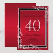 Decoratieve hoeken Ruby en Black Birthday Save The Date (Voorkant / Achterkant)