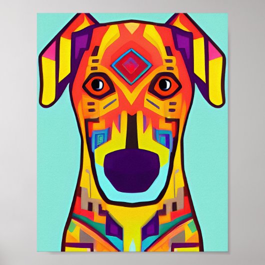 Decoratieve hond illustratie poster (Voorkant)