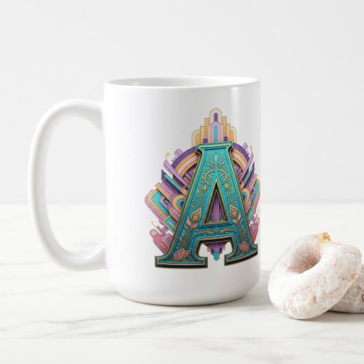 Decoratieve hoofdletter "A" met Art Deco Flair Koffiemok (Met donut)