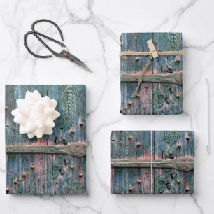 Decoratieve houten poort inpakpapier vel