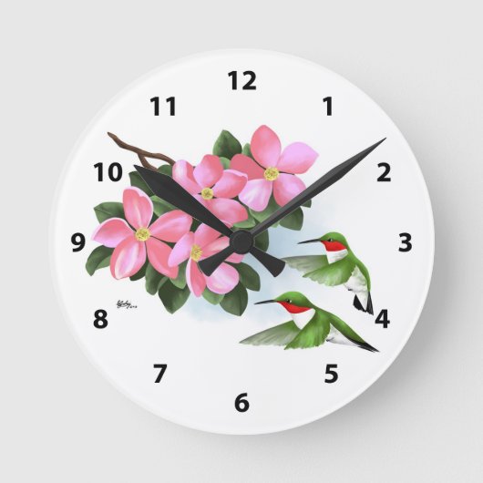 Decoratieve Hummingbird Clocks Ronde Klok (Voorkant)
