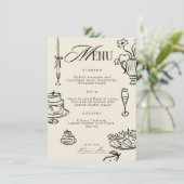 Decoratieve Huwelijksmenu – Elegante Beige Viering Menu (Staand voorkant)