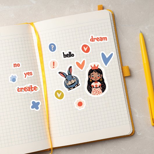 Decoratieve Illustraties Stickers Set