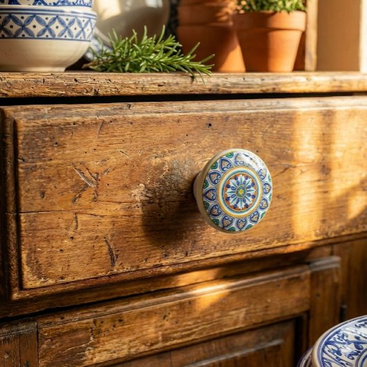 Decoratieve Italiaanse Antico Deruta Elegantie Keramische Knop
