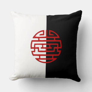 Decoratieve Japanse traditionele zwart wit rood Kussen