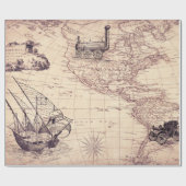 Decoratieve  kaart, retro wereldkaarten patroon cadeaupapier (Vlak)