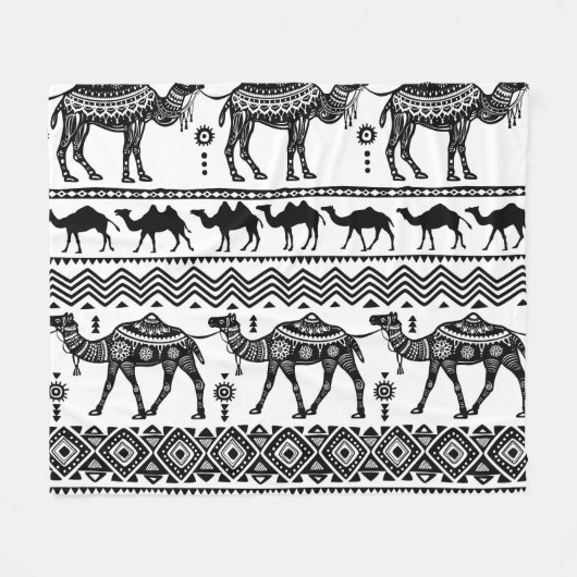 Decoratieve kamelen naadloos patroonontwerp fleece deken (Voorkant (Horizontaal))
