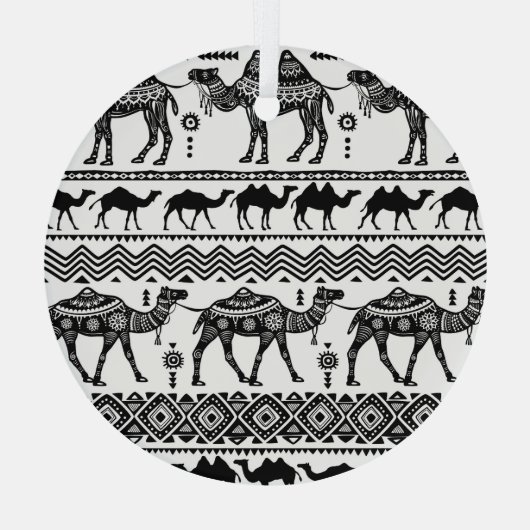 Decoratieve kamelen naadloos patroonontwerp glas ornament (Achterkant)